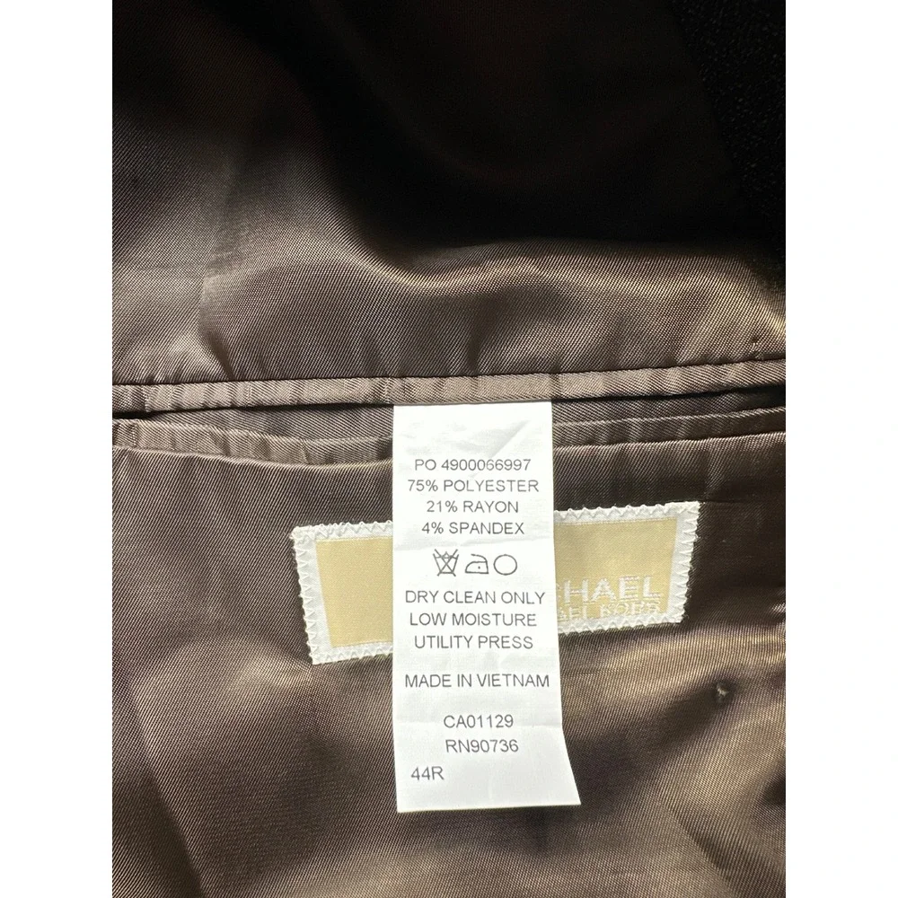 Michael Kors Suit Men 38W 44R Brown Elbow Patches Herringbone